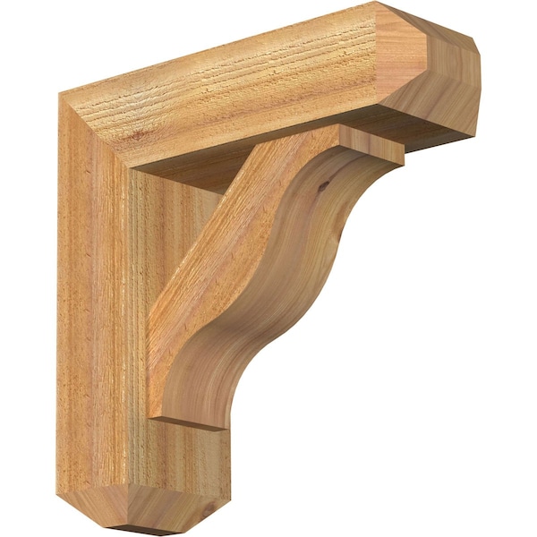 Ekena Millwork Funston Craftsman Rough Sawn Bracket w/ Offset Brace, Western Red Cedar, 6"W x 18"D x 18"H BKT0604X18X18FST04RWR - main